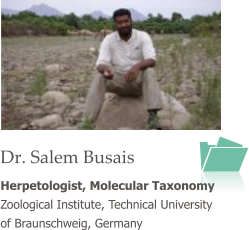 Dr. Salem Busais Herpetologist, Molecular Taxonomy Zoological Institute, Technical University of Braunschweig, Germany